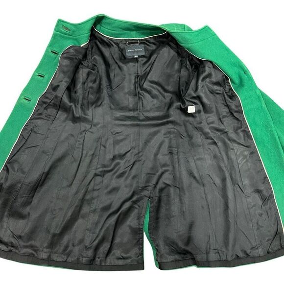 BANANA REPUBLIC Kelly Green Wool Trench Coat Jacket Embellished Buttons Work Pro - Picture 3 of 10